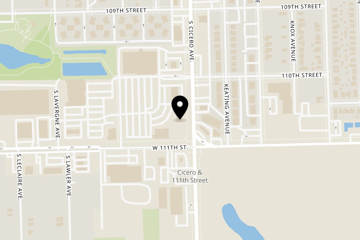 Map showing the location of Baba Saj Oak Lawn on 11026 S Cicero Ave in Oak Lawn