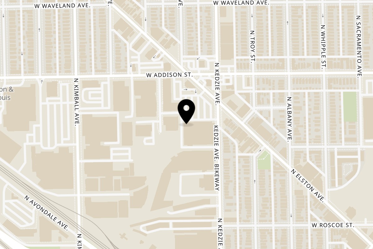 Map showing the location of Baba Saj Chicago on 3517 N Spaulding Ave in Chicago